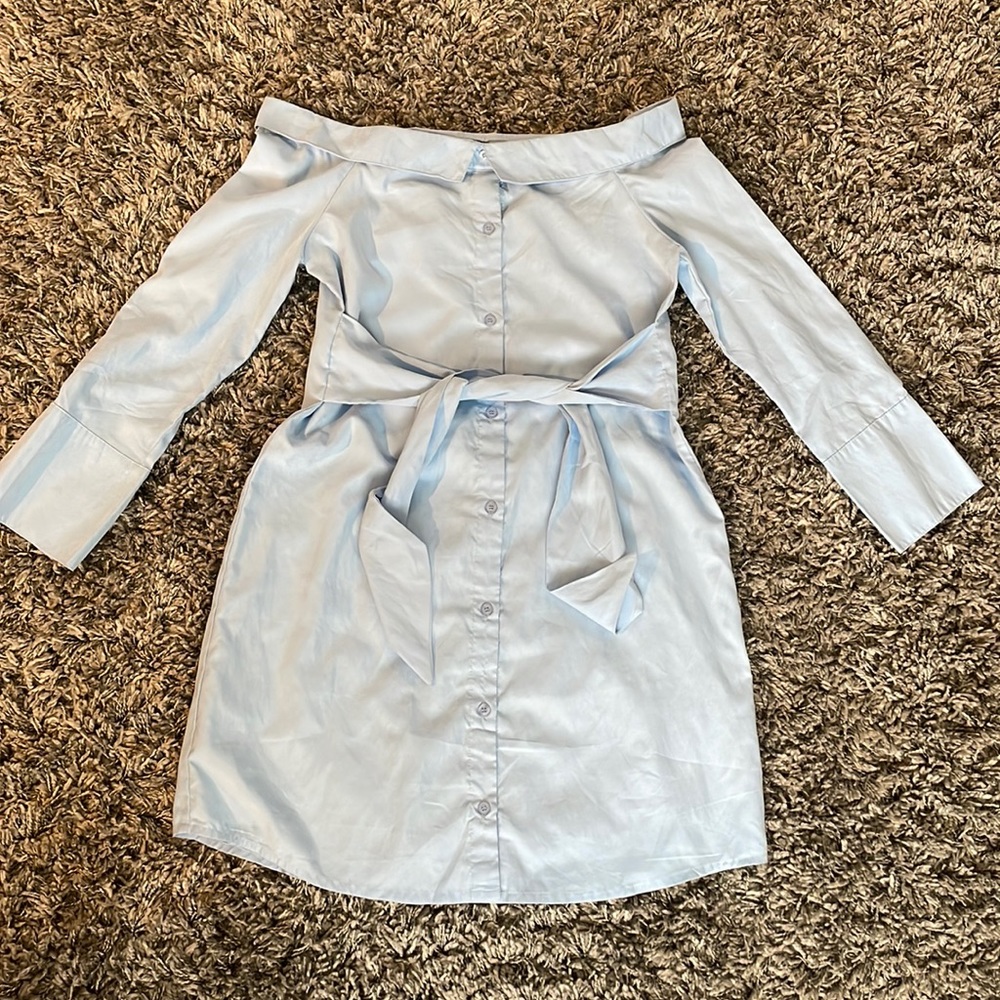 Boohoo off shoulder shirt dress